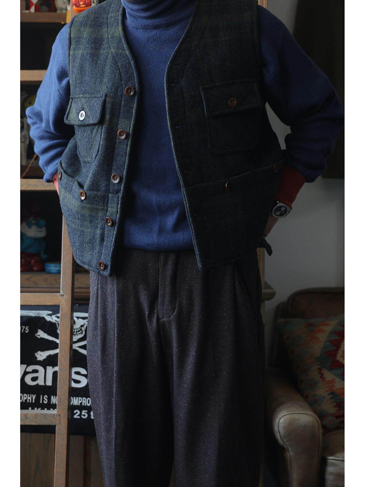 Leather Work Vest For Men - 세컨드오더 FW24 6포켓 워크 질레트 클래식