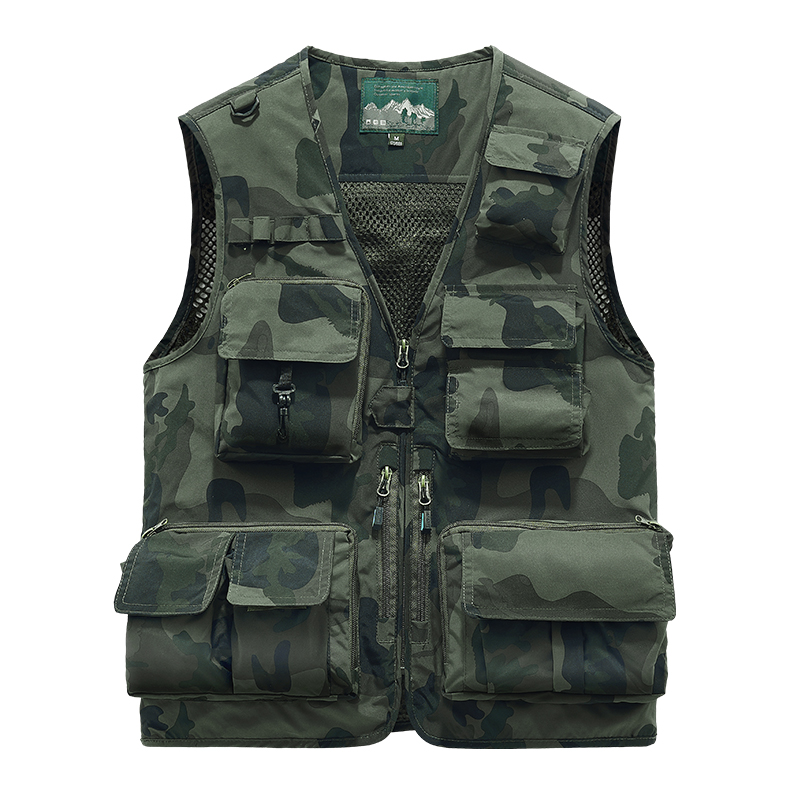 Leather Work Vest For Men - 자수 조끼 낚시 의류 코트, 레저