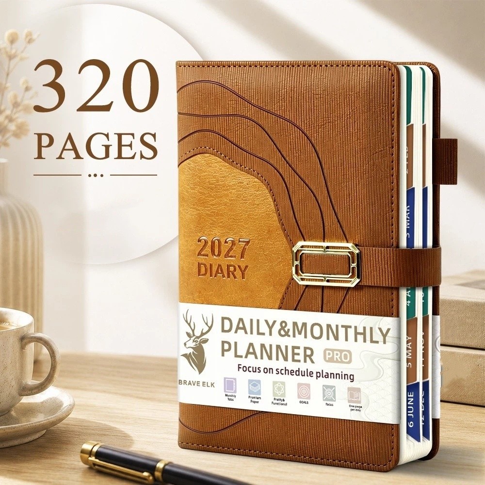 Leatherwork Plans - 두꺼운 2027년 스케줄 노트패드 PU 가죽