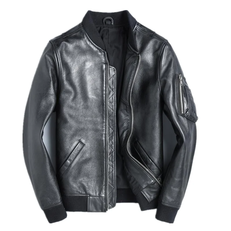 Leather Work Jacket - YR 클래식 Ma-1 공군 가죽 재킷,