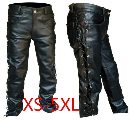Leather Work Pants - 중세 스타일 남성용 고딕 롱 플러스