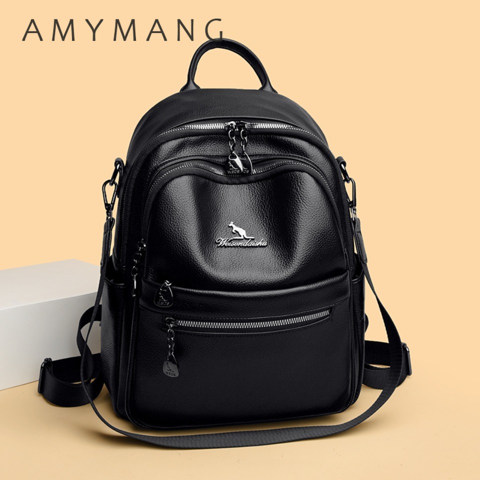 Leather Work Womens Backpack - 페블드 가죽 질감 백팩 2가지 방식으로