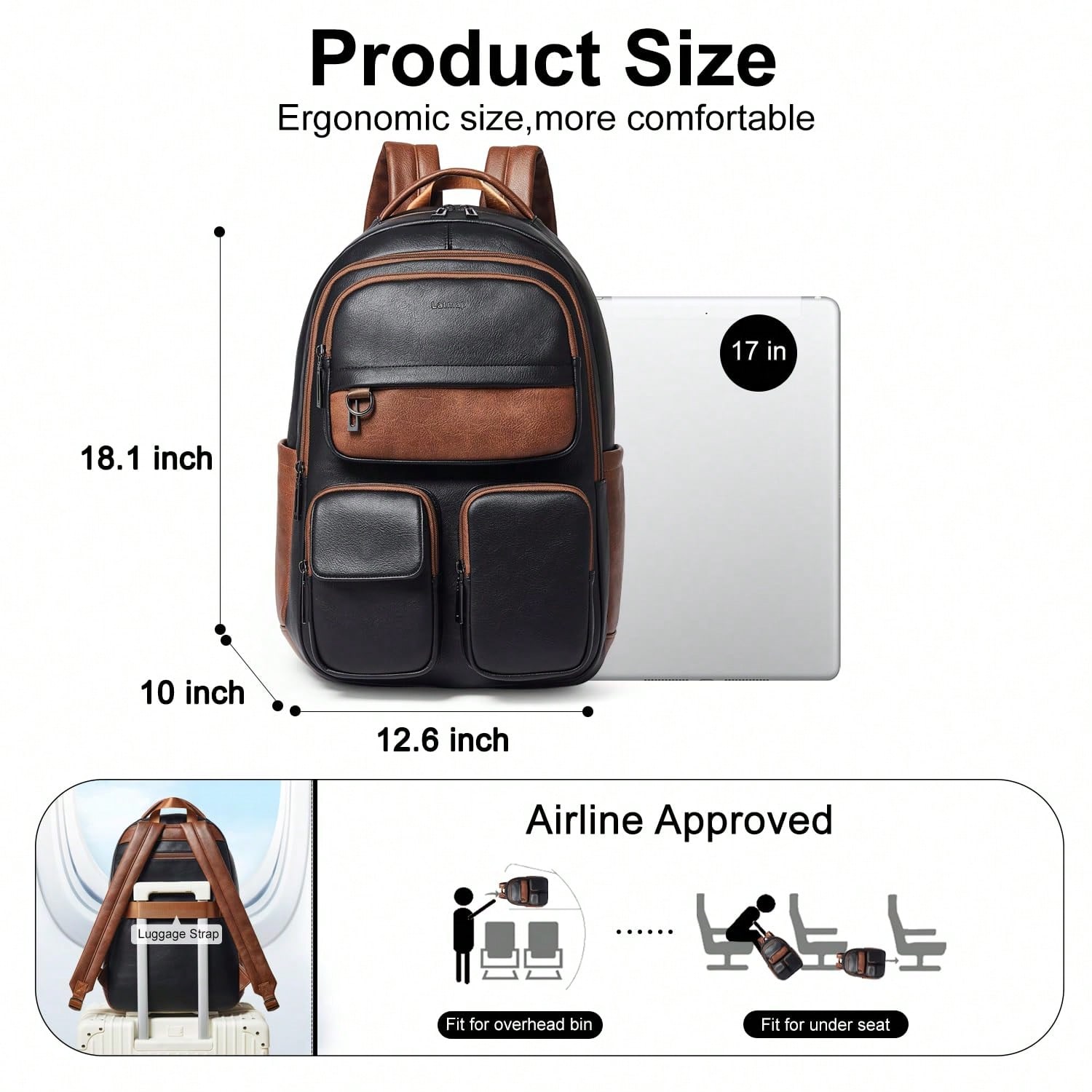 LATMAP 비건 가죽 백팩 여성용 남성용 17인치 노 - Leather Work Womens Backpack 리뷰 및 가격