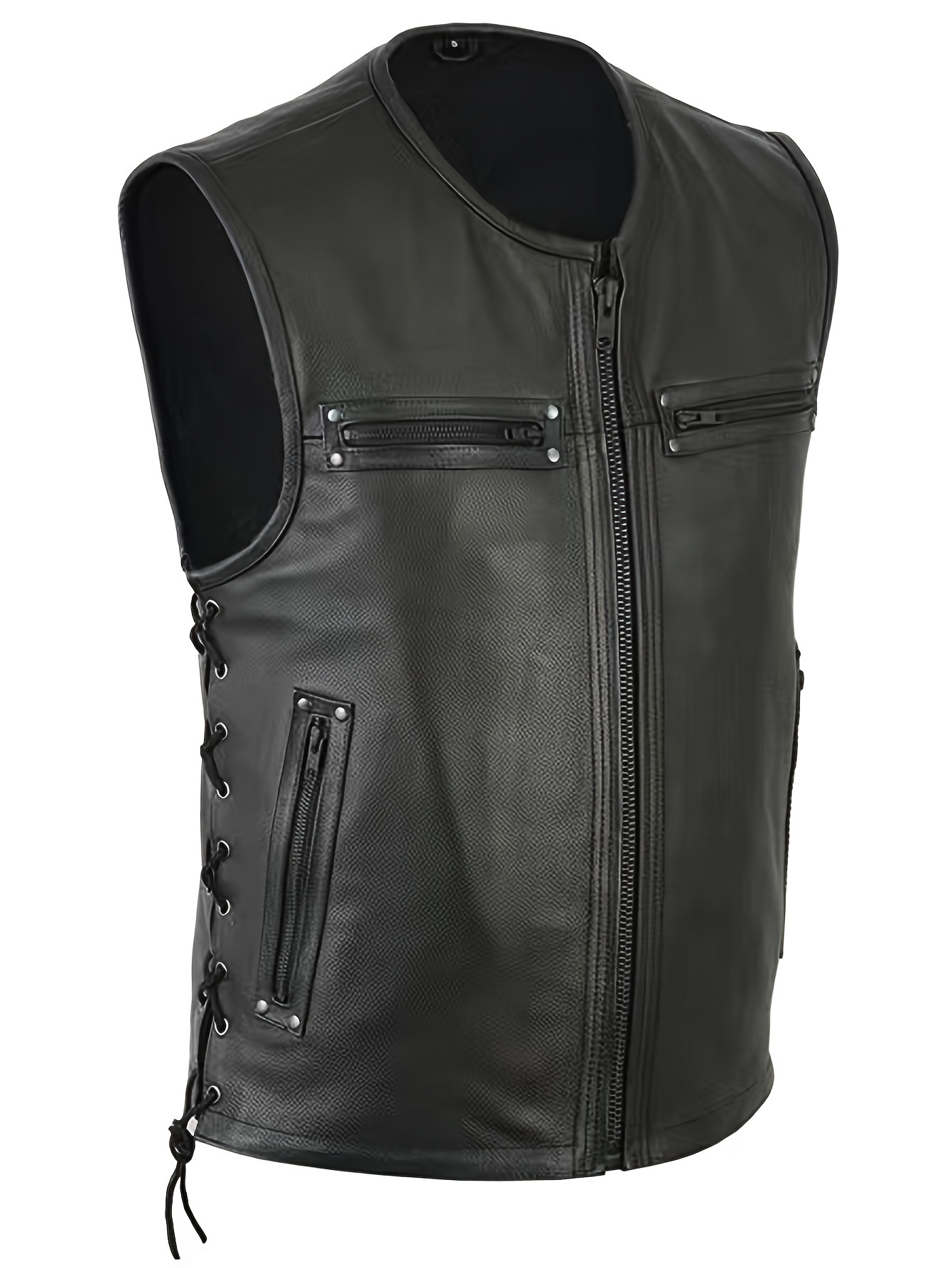 남성 단색 조끼 오토바이 펑크 가죽 조끼 코트 민소매  - Leather Work Vest For Men 리뷰 및 가격