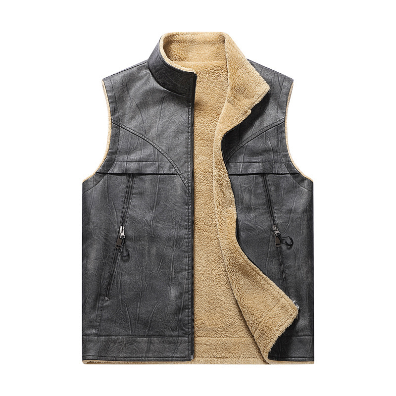 가을과 겨울 신상 플러시 PU 가죽 조끼 남성용 야외  - Leather Work Vest For Men 리뷰 및 가격
