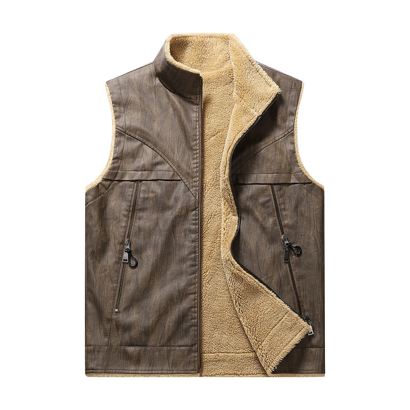 가을과 겨울 신상 플러시 PU 가죽 조끼 남성용 야외  - Leather Work Vest For Men 리뷰 및 가격