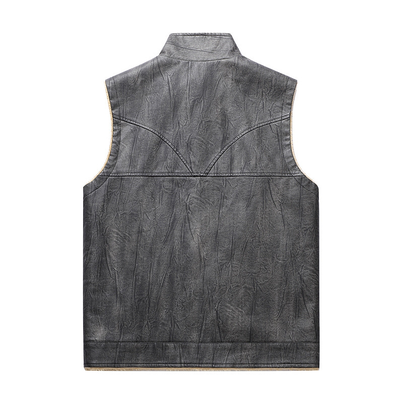 가을과 겨울 신상 플러시 PU 가죽 조끼 남성용 야외  - Leather Work Vest For Men 리뷰 및 가격