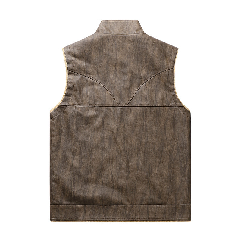 가을과 겨울 신상 플러시 PU 가죽 조끼 남성용 야외  - Leather Work Vest For Men 리뷰 및 가격