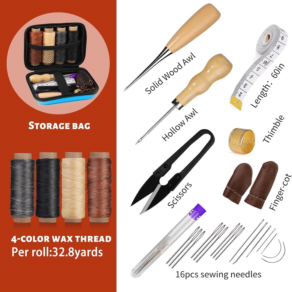 BUDDUR 가죽 재봉 도구 키트, 왁스 스레드 및 바 - Leatherwork Kit 리뷰 및 가격