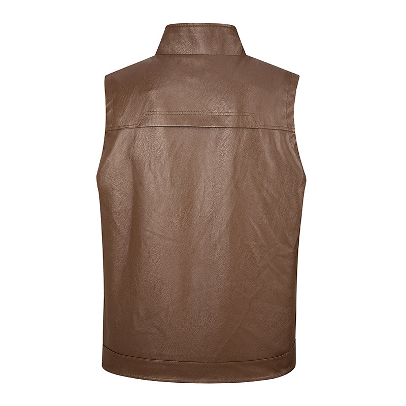 남성용 가죽 조끼, 얇은 스탠드업 칼라 조끼, 남성용  - Leather Work Vest For Men 리뷰 및 가격