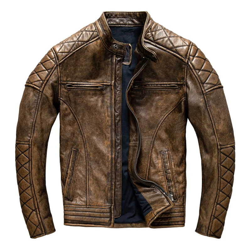 빈티지 남성 가죽 자켓 옐로우 브라운 두꺼운 100%  - Leather Work Jacket 리뷰 및 가격