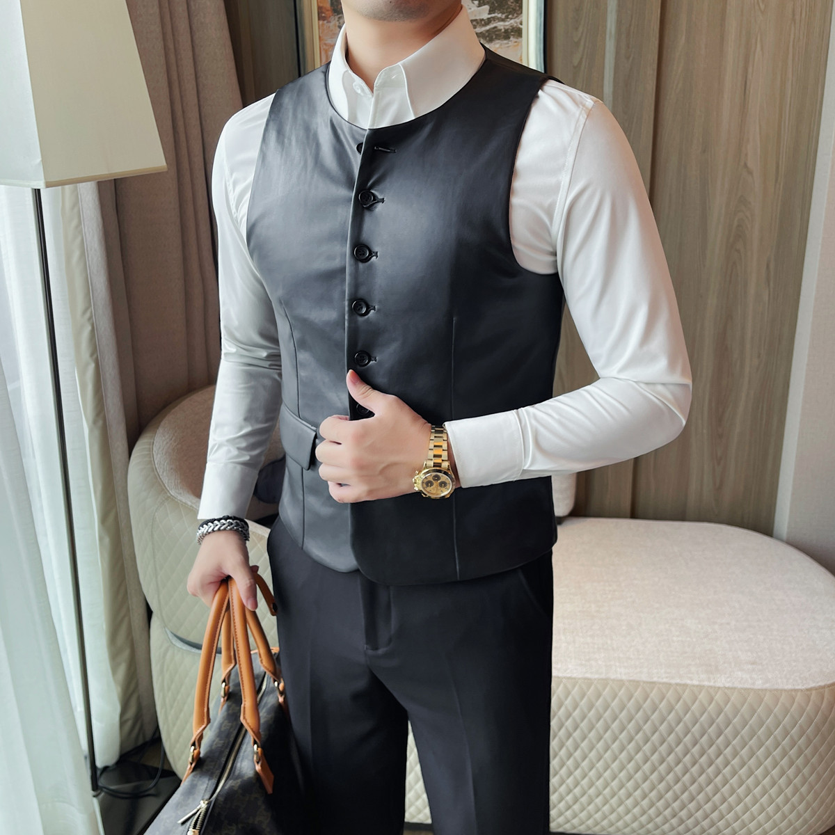 2025 가을 남성 캐주얼 가죽 조끼 슬림핏 탄력 있는 - Leather Work Vest For Men 리뷰 및 가격