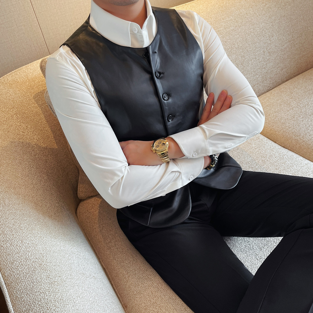 2025 가을 남성 캐주얼 가죽 조끼 슬림핏 탄력 있는 - Leather Work Vest For Men 리뷰 및 가격