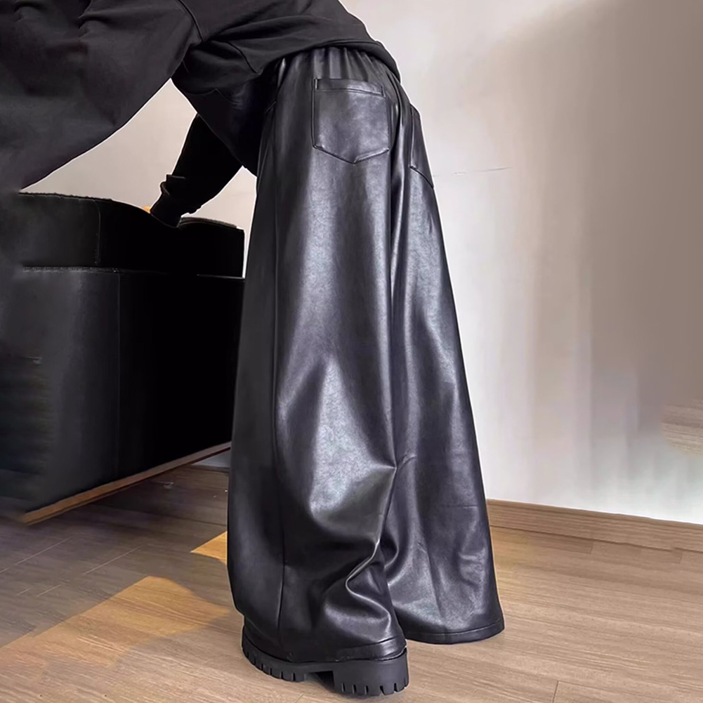 남성용 레트로 루즈핏 인조가죽 캐주얼 팬츠 와이드 레그 - Leather Work Pants 리뷰 및 가격