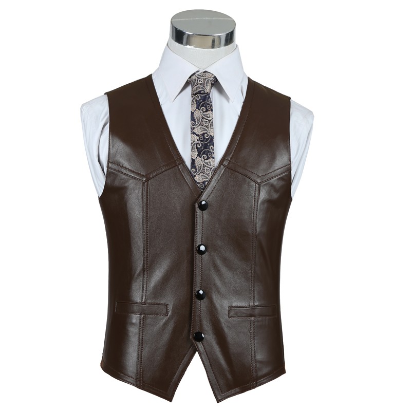 정품 가죽 양피 조끼 남자 브라운 비즈니스 작업 재킷  - Leather Work Vest For Men 리뷰 및 가격