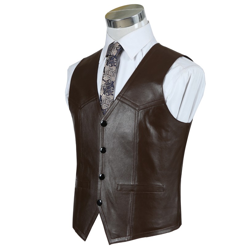 정품 가죽 양피 조끼 남자 브라운 비즈니스 작업 재킷  - Leather Work Vest For Men 리뷰 및 가격